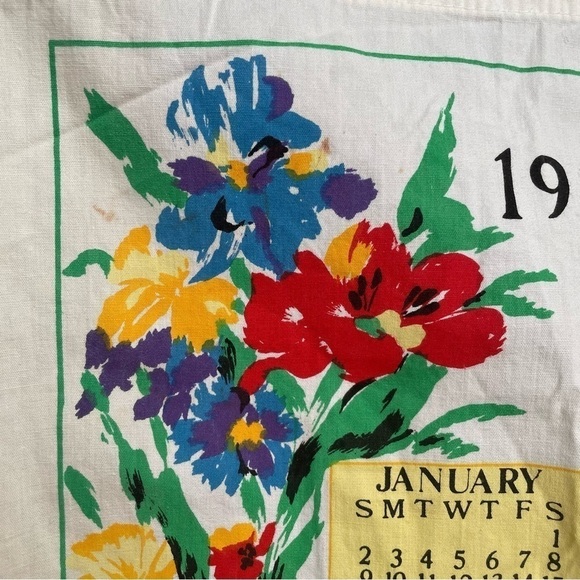 1994 Vintage 90s Floral Cloth Calendar - Picture 5 of 11